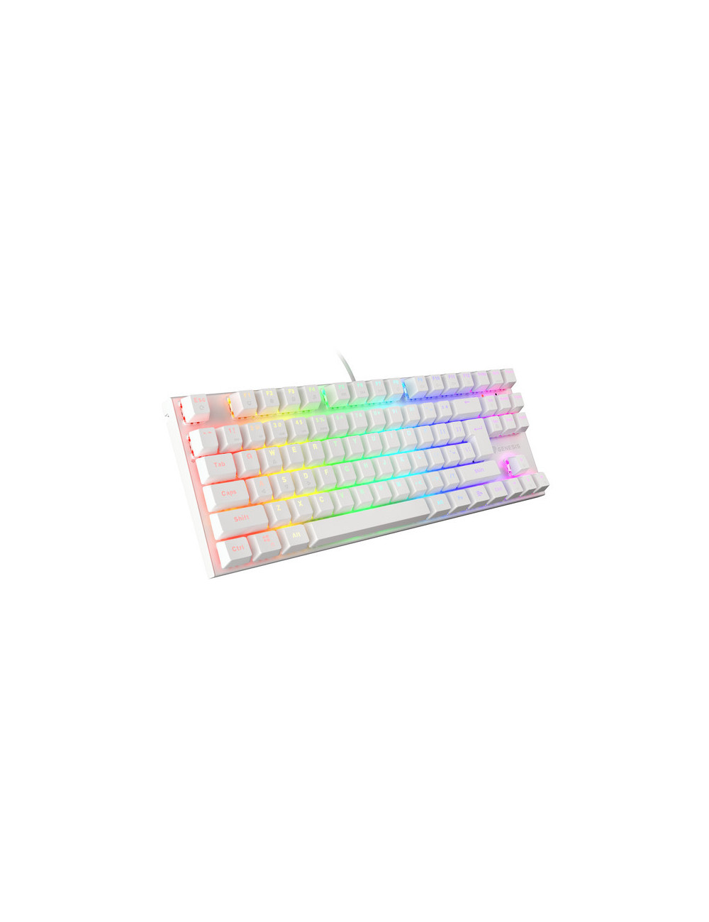 Genesis THOR 303 TKL Gaming keyboard, RGB LED light, US, White, Wired, Brown Switch